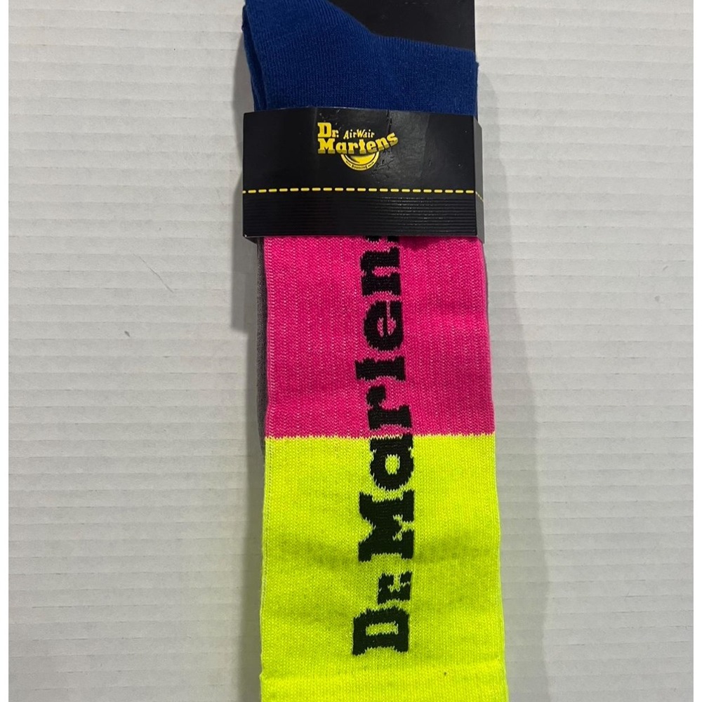 Dr‎ Martens Pop Colour Block Cotton Blend Socks Blue Pink Neon Yellow Size OML